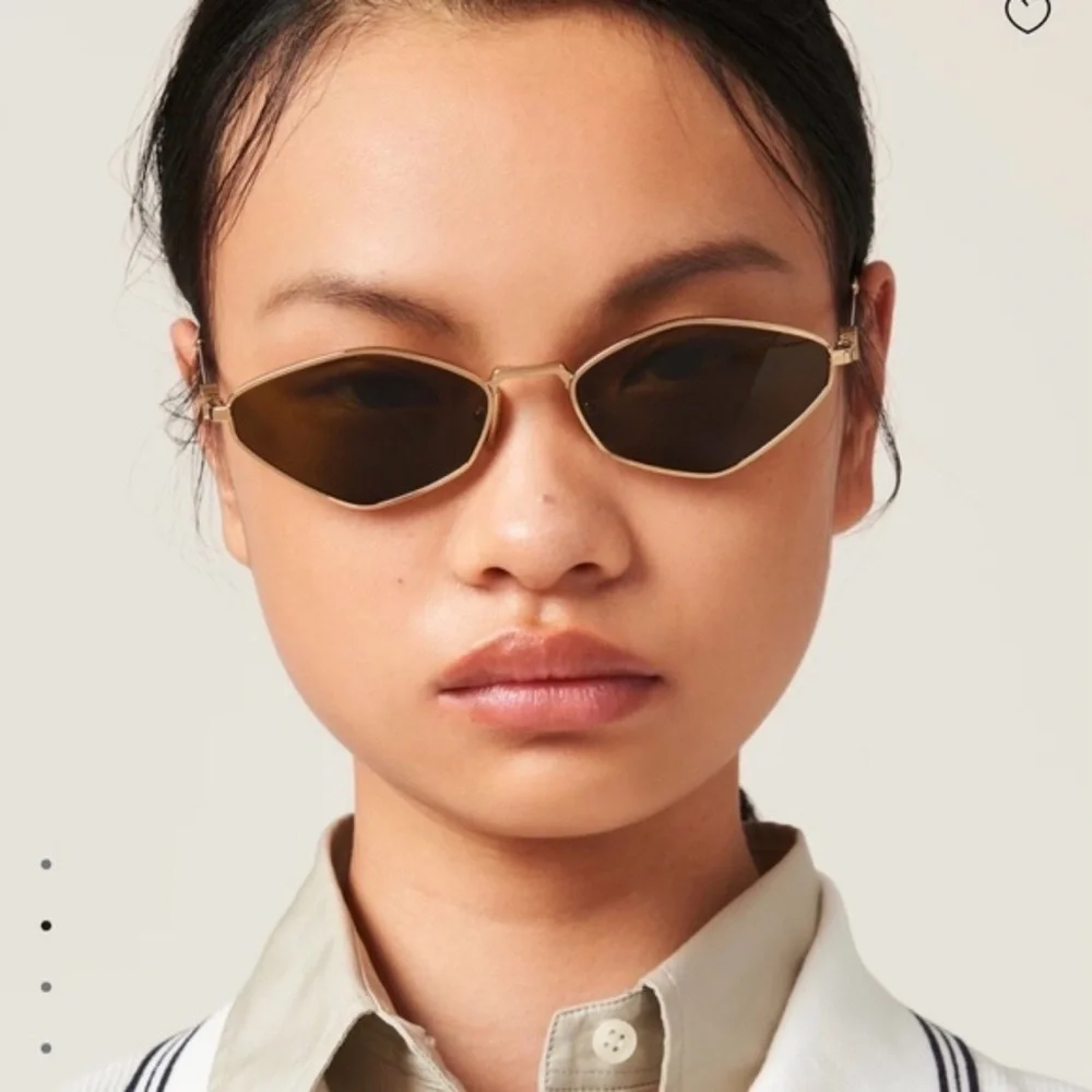 Miu Miu Gold Metal Sunglasses with Olive Lenses and Tortoiseshell Tips - Picture 3 of 5